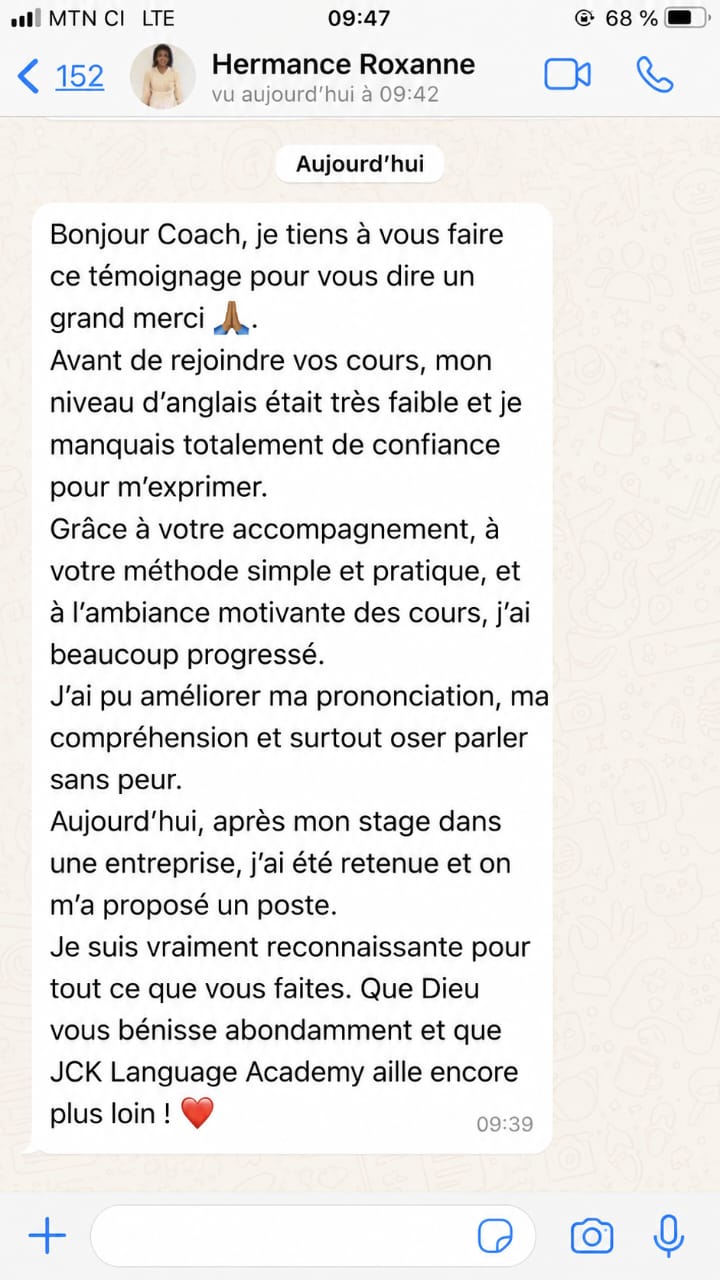 Témoignage de apprenant